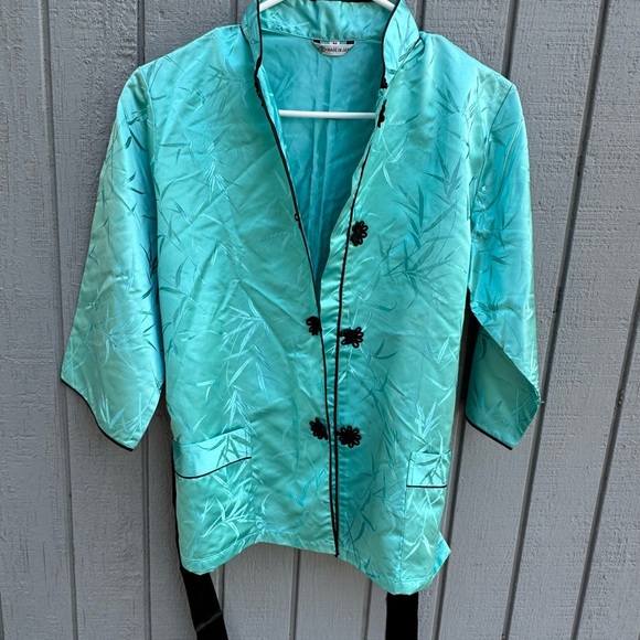 Mint Green Asian Style Jacket with Black Tie - Picture 7 of 14